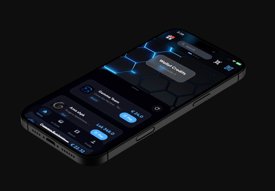 Gamma Wallet app on iPhone