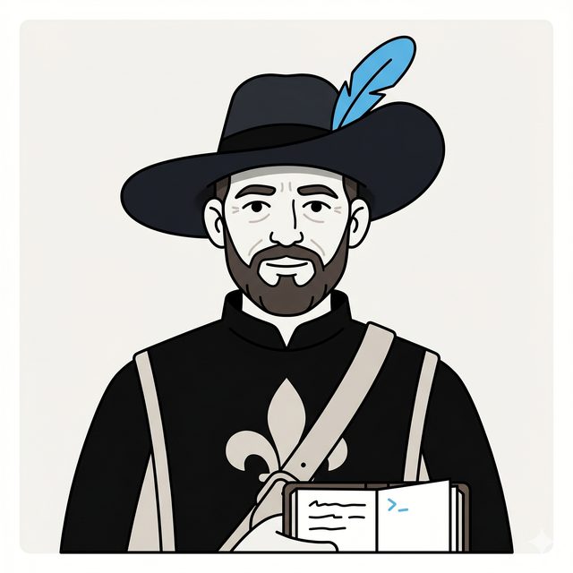 Athos — Backend developer cartoon